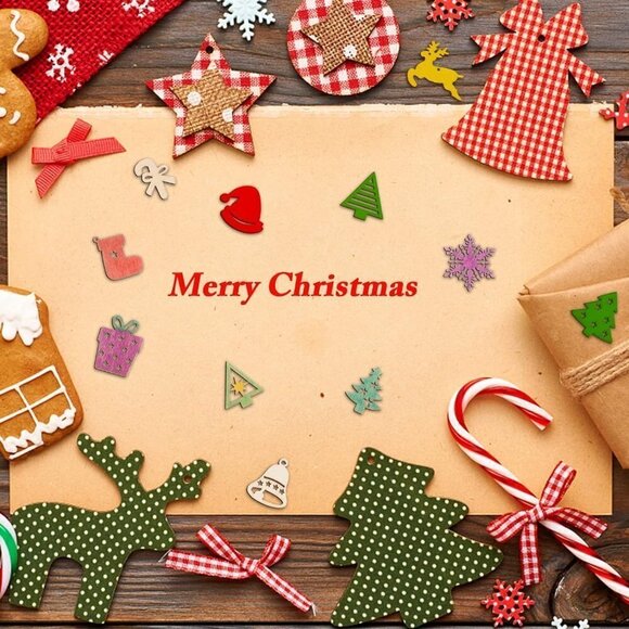 300 Piece Mini Unfinished Wood Christmas Decorations BRAND NEW SEALED. - Picture 4 of 10